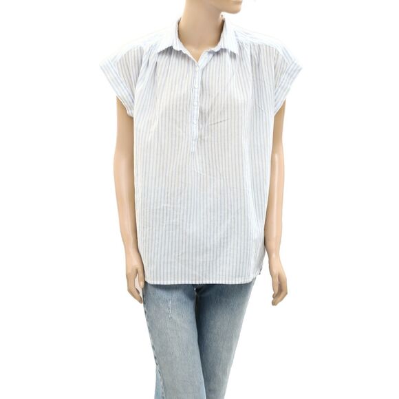 Nili Lotan Normandy Shirt Tunic Top Striped Printed Cotton Oversized XS 283742 - Picture 5 of 9